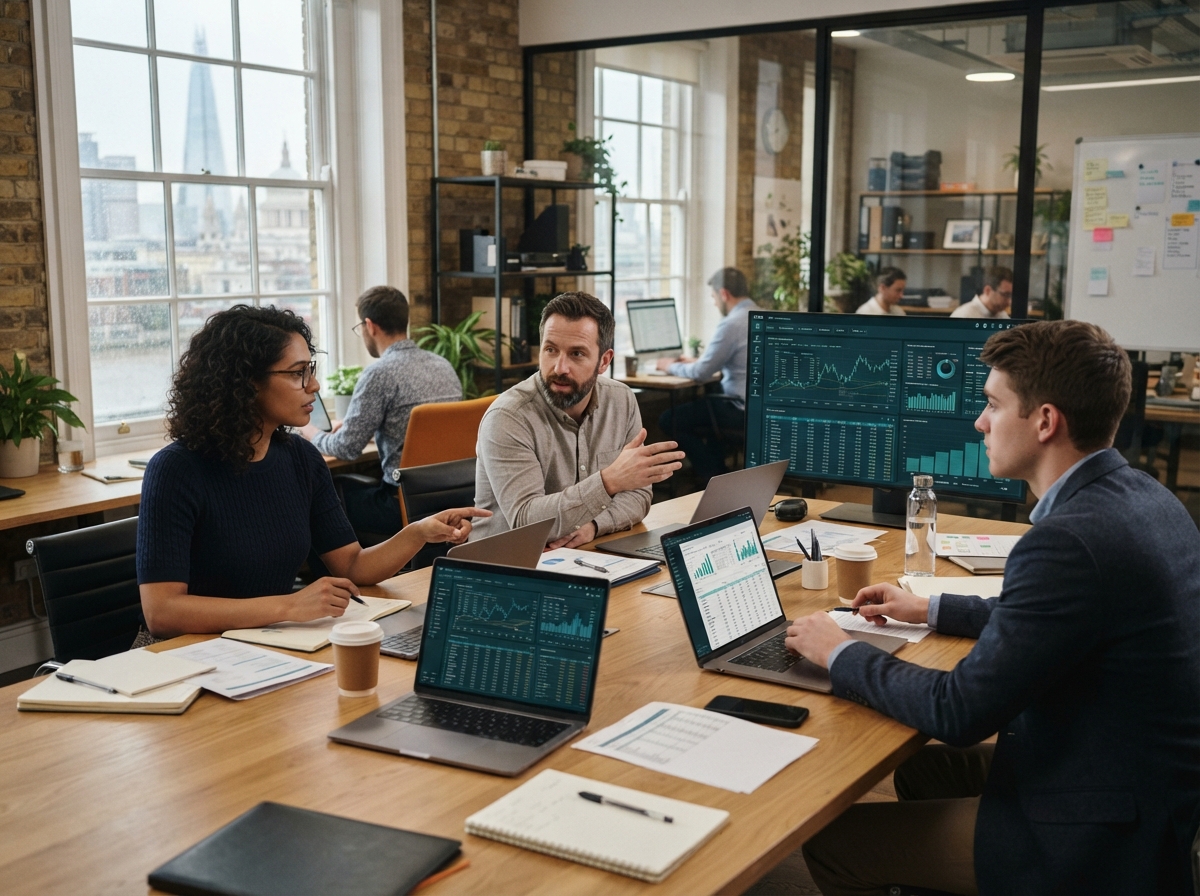 Vega Fondivo analysts reviewing predictive model outputs on multiple screens